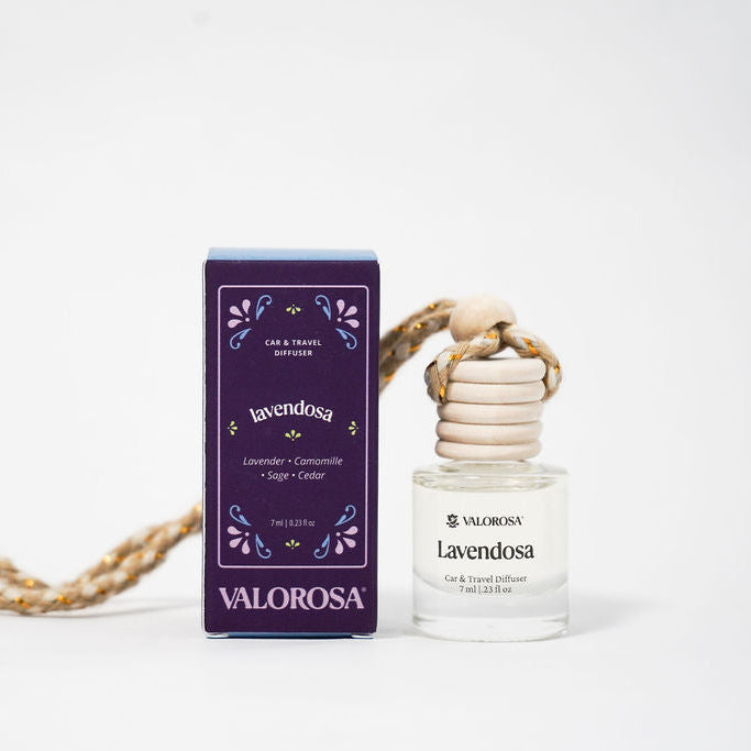 Valorosa Lavendosa perfume bottle and packaging on a white background